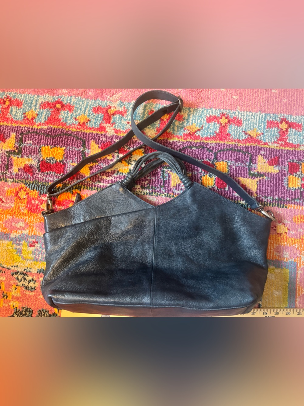 Latigo denim Blue Leather Tote with Removable Strap.. not navy - Picture 2 of 13